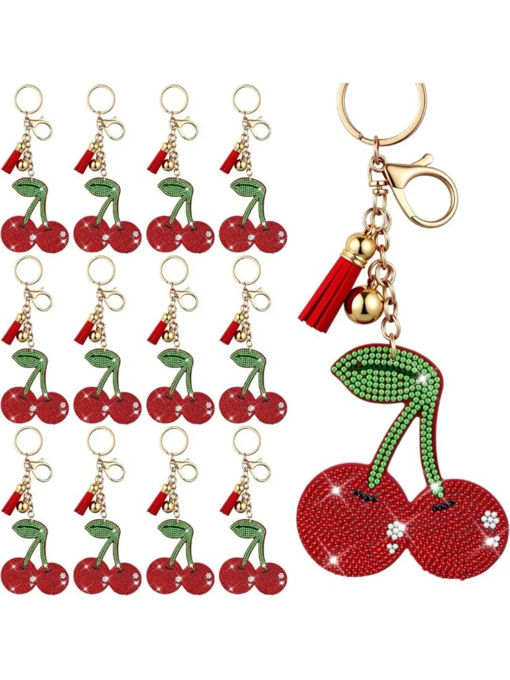 12 Pcs Sparkling Rhinestone Keychains for Women - Bling Accessories & Gifts
